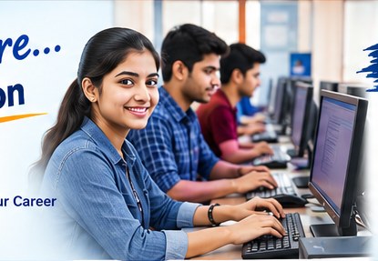 Students learning computers